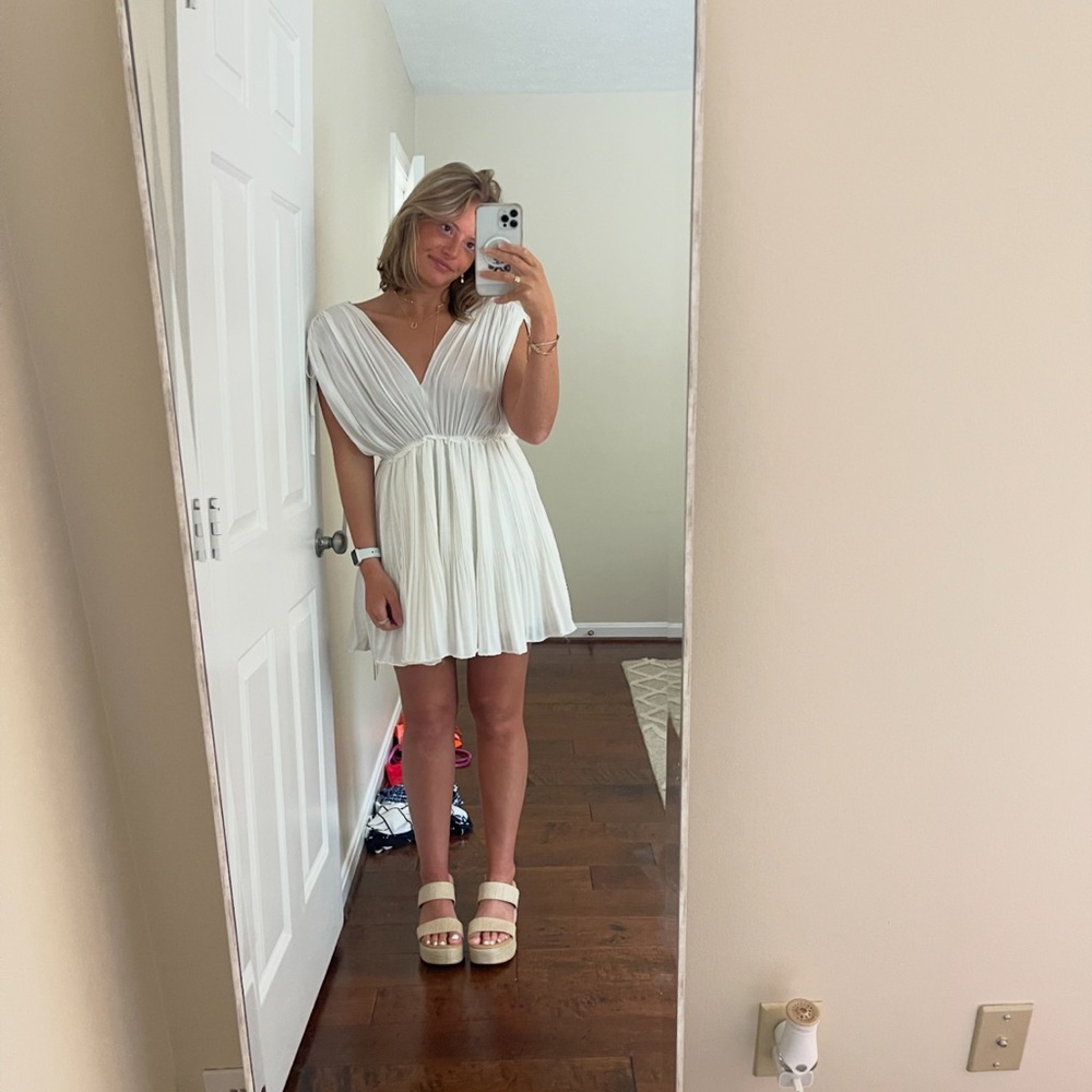 Mustard Seed Cream Pleated Dress